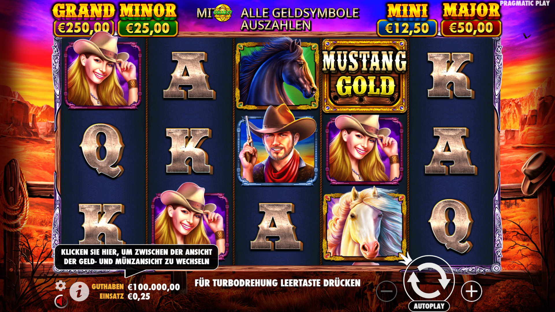 Bonusspiel mit Jackpot im Mustang Gold-Slot